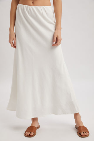 Swept Away Midi White Skirt