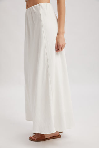 Swept Away Midi White Skirt