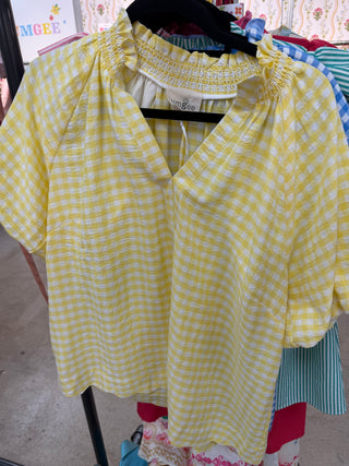 Gayle Gingham Top - Lemon