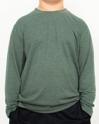 Youth Long Sleeve Crew Tee - Forest Green
