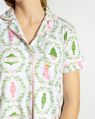 Nutcracker Trellis SS Button Up Sleep Shirt