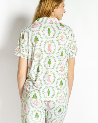 Nutcracker Trellis SS Button Up Sleep Shirt