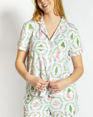 Nutcracker Trellis SS Button Up Sleep Shirt