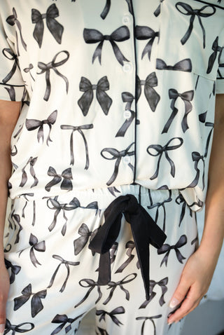 Midnight Bow Pant Ruffle Pajama Set