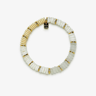 Gold Carmel Mixed Bead Stretch Bracelet | Pura Vida