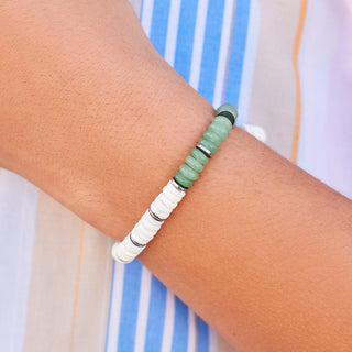 Silver Carmel Mixed Bead Stretch Bracelet | Pura Vida