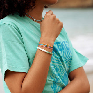 Silver Carmel Mixed Bead Stretch Bracelet | Pura Vida