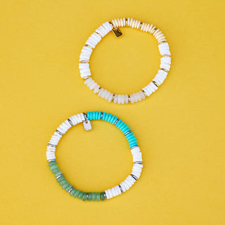 Gold Carmel Mixed Bead Stretch Bracelet | Pura Vida