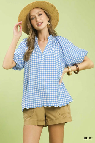 Gayle Gingham Top - Blue