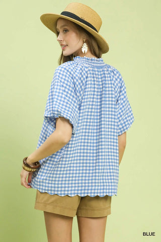 Gayle Gingham Top - Blue