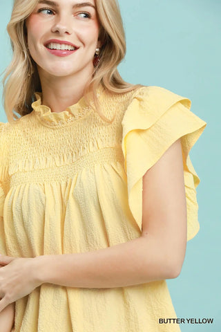 Flutter Me Funny Top - Butter Yellow