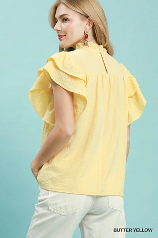 Flutter Me Funny Top - Butter Yellow