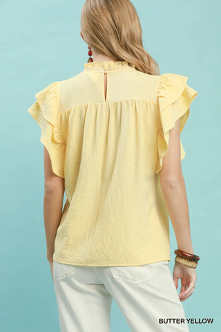 Flutter Me Funny Top - Butter Yellow