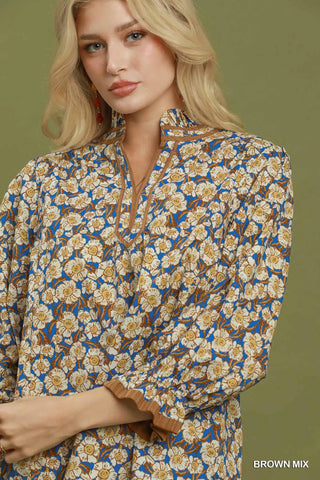 Fran Floral Top - Brown Mix