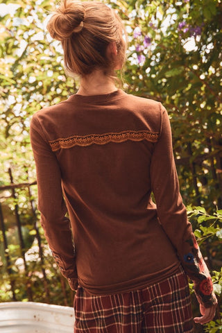 CeCe Washed Camel Top