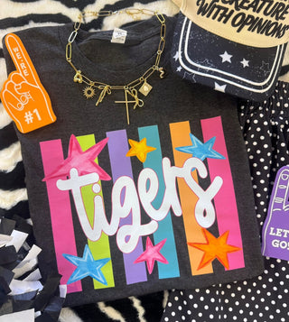 Neon Rainbow Mascot Tee - Tigers (PREORDER)