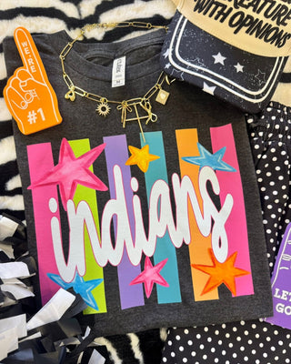 Neon Rainbow Mascot Tee - Indians (PREORDER)