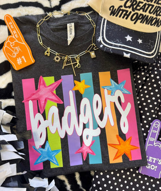 Neon Rainbow Mascot Tee - Badgers (PREORDER)