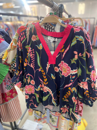 Nora Navy Floral Top