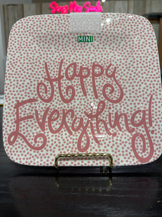 Pink Small Dot Happy Everything Mini Square Platter