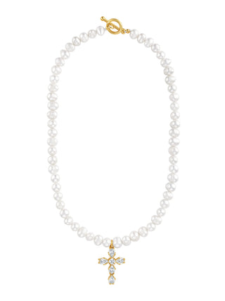 Bellena Pearl Cross Necklace