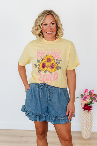 Renee Ruffle Washed Denim Shorts