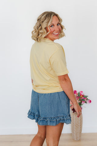 Renee Ruffle Washed Denim Shorts