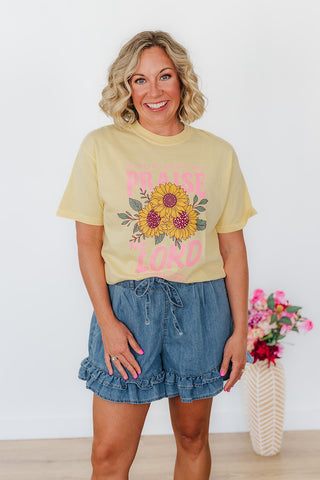 Renee Ruffle Washed Denim Shorts