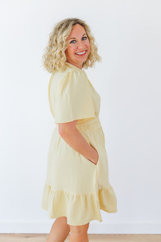 Pastel Petals Dress - Yellow