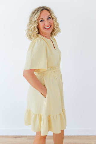 Pastel Petals Dress - Yellow