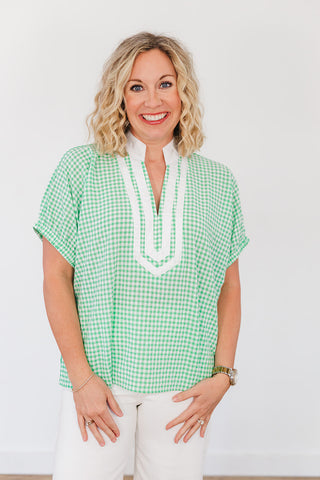Checkered Queen Top - Green