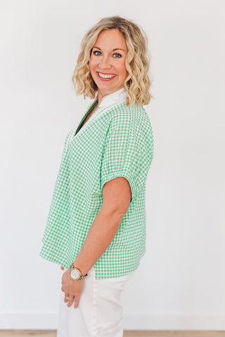 Checkered Queen Top - Green