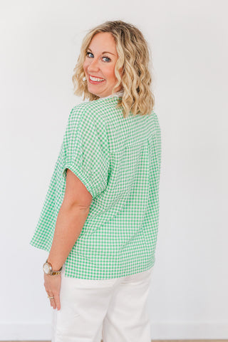 Checkered Queen Top - Green