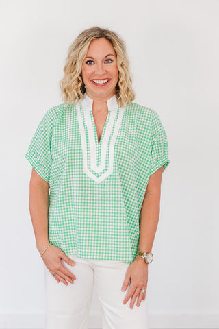 Checkered Queen Top - Green