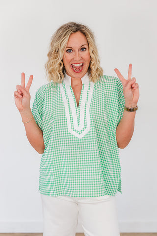 Checkered Queen Top - Green
