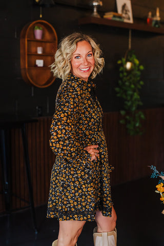 Fiona Fall Floral Dress - Black Mix
