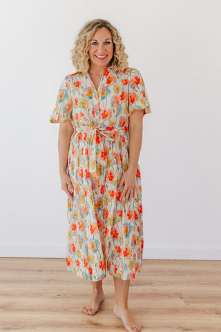 Pops Of Floral Dress - Cream