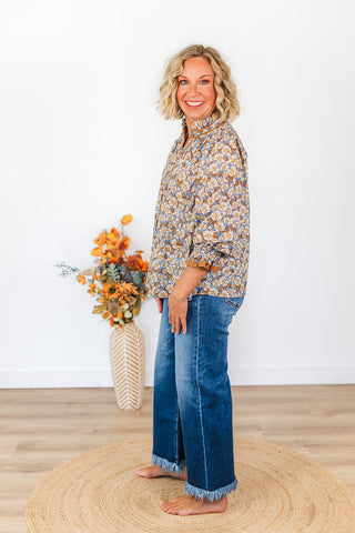 Fran Floral Top - Brown Mix