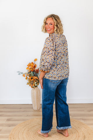 Fran Floral Top - Brown Mix