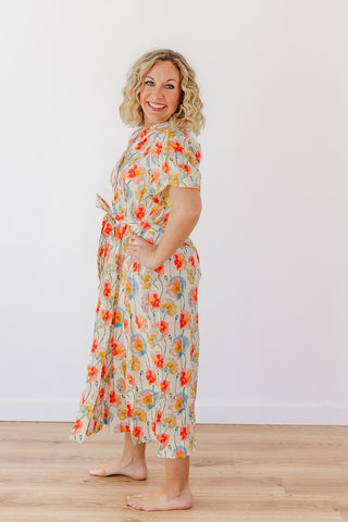 Pops Of Floral Dress - Cream
