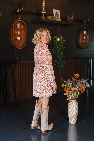 Fiona Fall Floral Dress - Champagne Mix