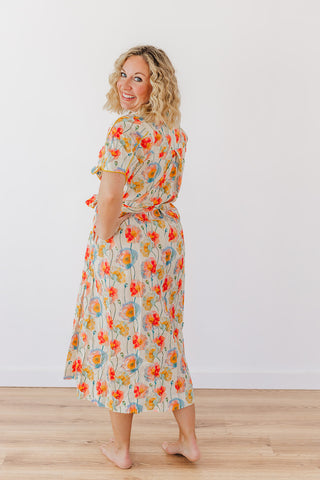 Pops Of Floral Dress - Cream
