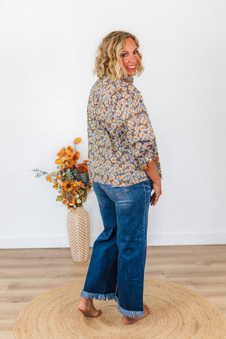 Fran Floral Top - Brown Mix