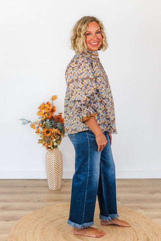 Fran Floral Top - Brown Mix
