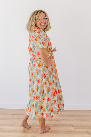 Pops Of Floral Dress - Cream