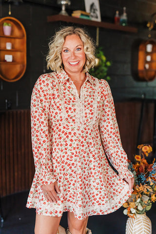 Fiona Fall Floral Dress - Champagne Mix