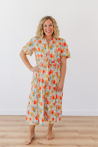 Pops Of Floral Dress - Cream