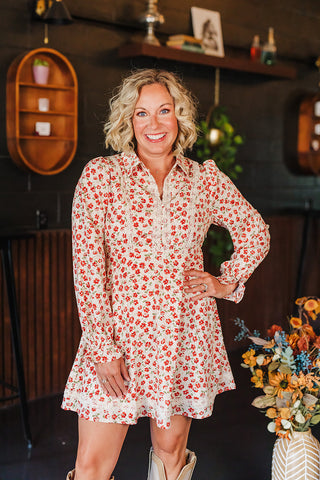 Fiona Fall Floral Dress - Champagne Mix