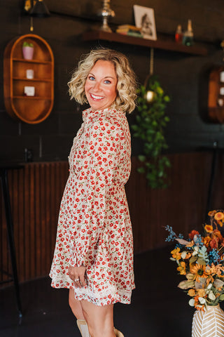Fiona Fall Floral Dress - Champagne Mix