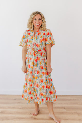 Pops Of Floral Dress - Cream